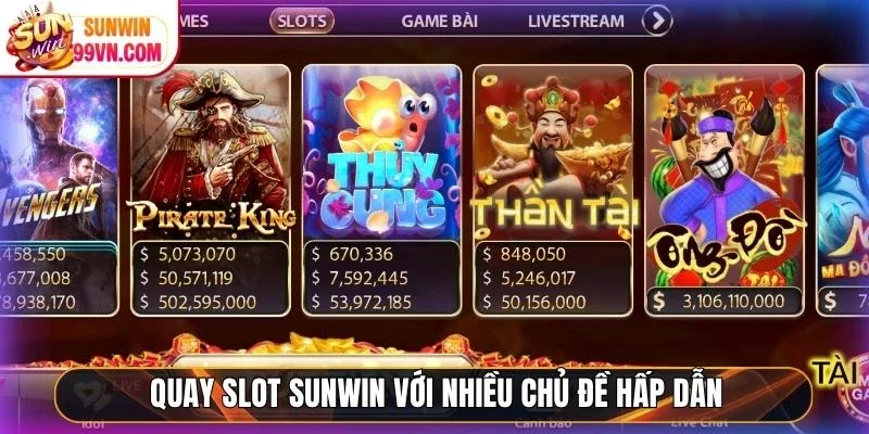 Quay slot Sunwin với nhiều chủ đề hấp dẫn